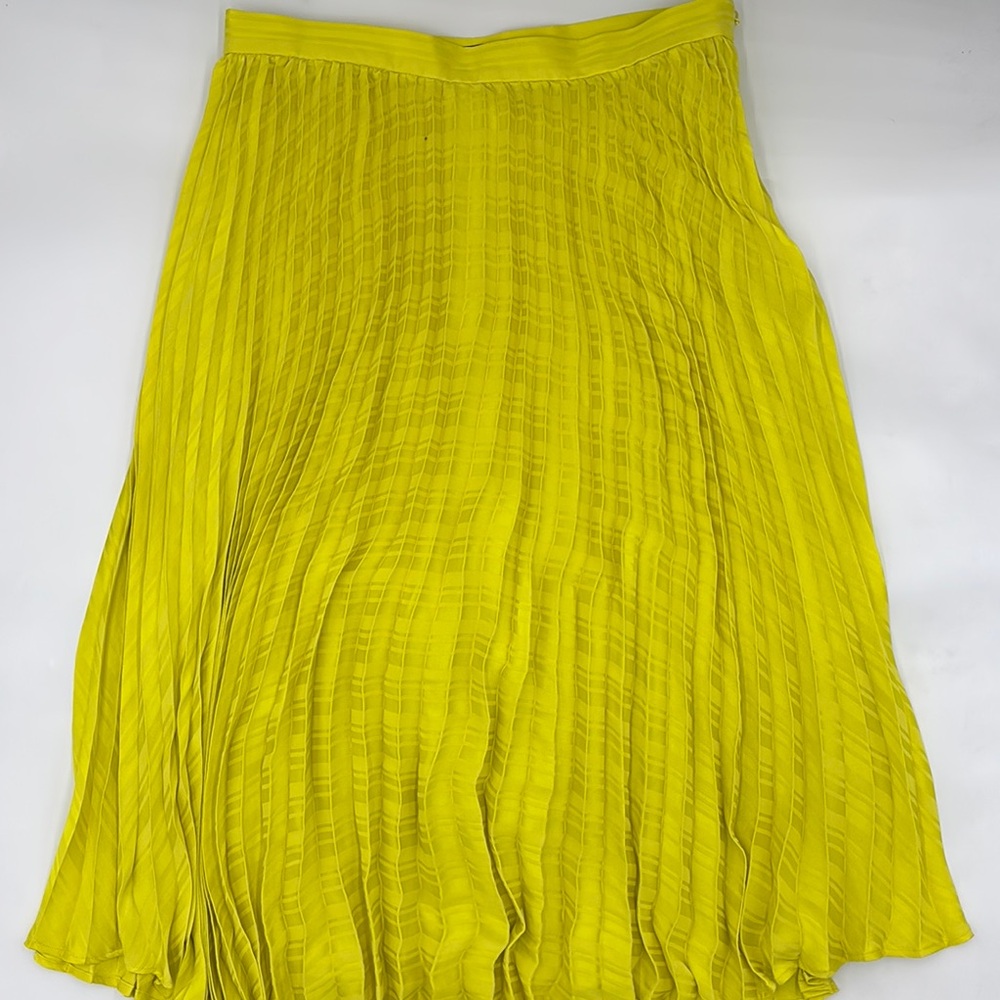 Banana Republic Knife Pleated Midi A-Line Skirt in Citron Yellow